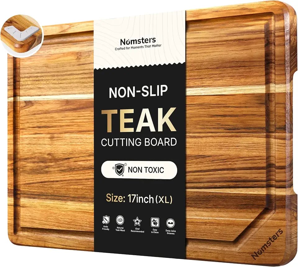 Teak Wood Cutting Board for Kitchen Non Slip Charcuterie Board