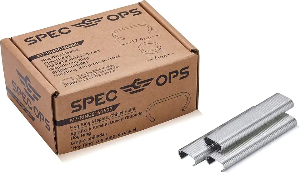 Spec Ops Tools Hog Rings for Wire Fence, Construction, Mesh Netting & Upholstery, Galvanized 16 Gauge, 2,500 Fasteners, 11/16", Chisel Point