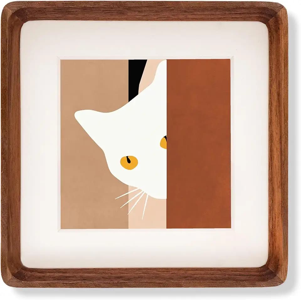 Recuerdos 5x5 Walnut Picture Frame Matted to 3.5x3.5 with HD Plexiglass