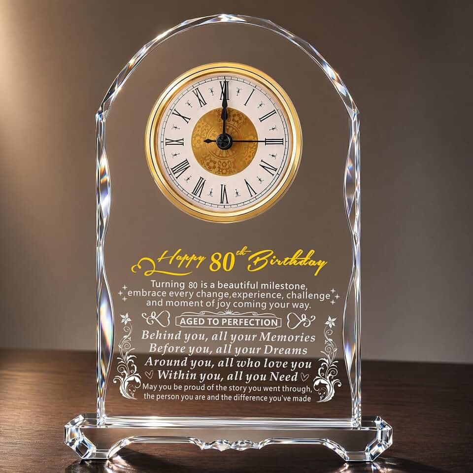 80th Birthday Gifts for Women, 80 Year Old Birthday Gifts Decorations Clock for Her, Meaningful Turining 80 Bday Gifts Idea for Women, Men, Friends, Mom, Dad, Sister