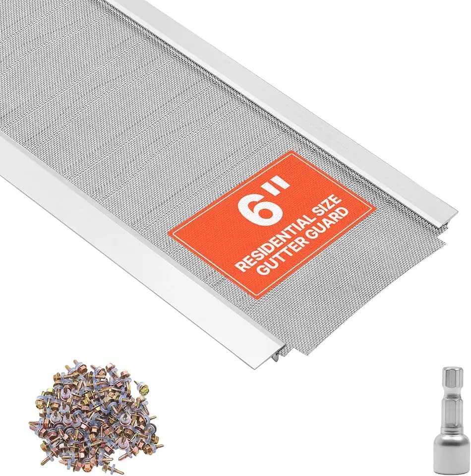 VEVOR Gutter Guard, 6 in Aluminum Gutter Cover with Stainless Steel Micro Mesh, Heavy-Duty 48ft Length, 0.04in Thick, Leaf Guard for Debris and Pine Needles, Easy DIY Install, Screws Included, 12 PCS