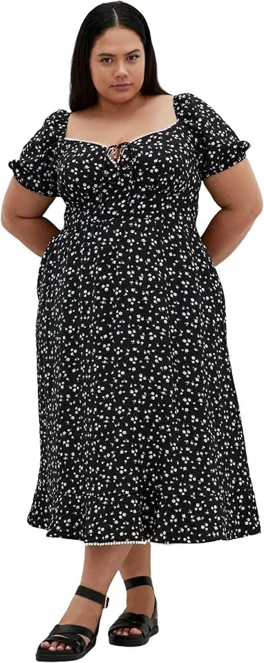 City Chic Women's Plus Size Dress - Sky Cap Sleeve Midi