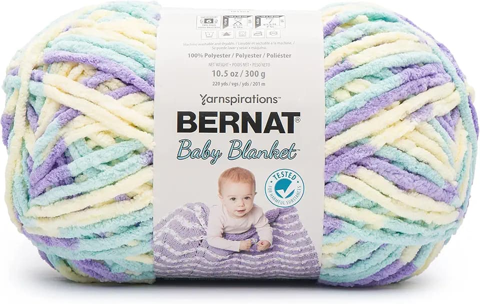 Bernat BABY BLANKET BB Easter Egg Yarn - 1 Pack of 10.5oz/300g - Polyester - #6 Super Bulky - 220 Yards - Knitting/Crochet