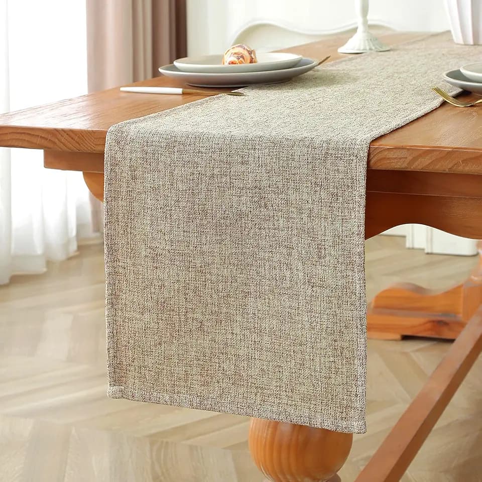 Laolitou Light Brown Table Runners 72 Inches Long, Burlap Linen Texture Farmhouse Boho Table Runner, Rustic Dining Table Decor Long (13x72 Inches, Light Brown)