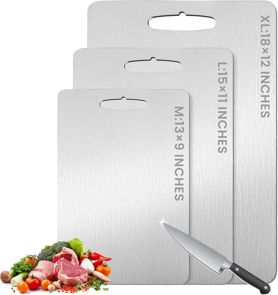 100% Pure Titanium Cutting Board - 15x11 Inch Non-Slip Kitchen Chopping Board, Dishwasher Safe, Scratch Resistant, Easy to Clean, Durable & Hygienic,11DS
