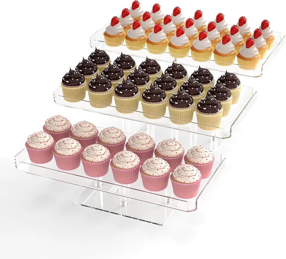 3 Tier Acrylic Cupcake Stand, Transparent Dessert Display