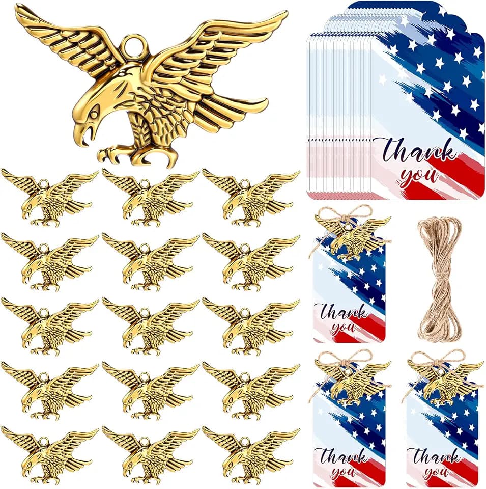 Suncalla 40 Sets Eagle Keychains, Thank You Cards, Veterans Day Favors
