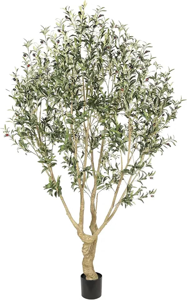 Realead Large Faux Olive Tree 7ft with Thick Trunk & Realistic Leaves