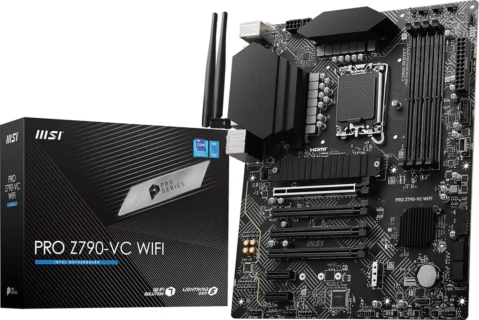 MSI PRO Z790-VC WiFi ProSeries Motherboard (unterstützt Intel Prozessoren der 14. / 13. / 12. Generation, LGA 1700, DDR5, PCIe 5.0, M.2-Steckplätze, 2,5 Gbit/s LAN, USB 3.2 Gen2, HDMI/DP, Wi-Fi 7,