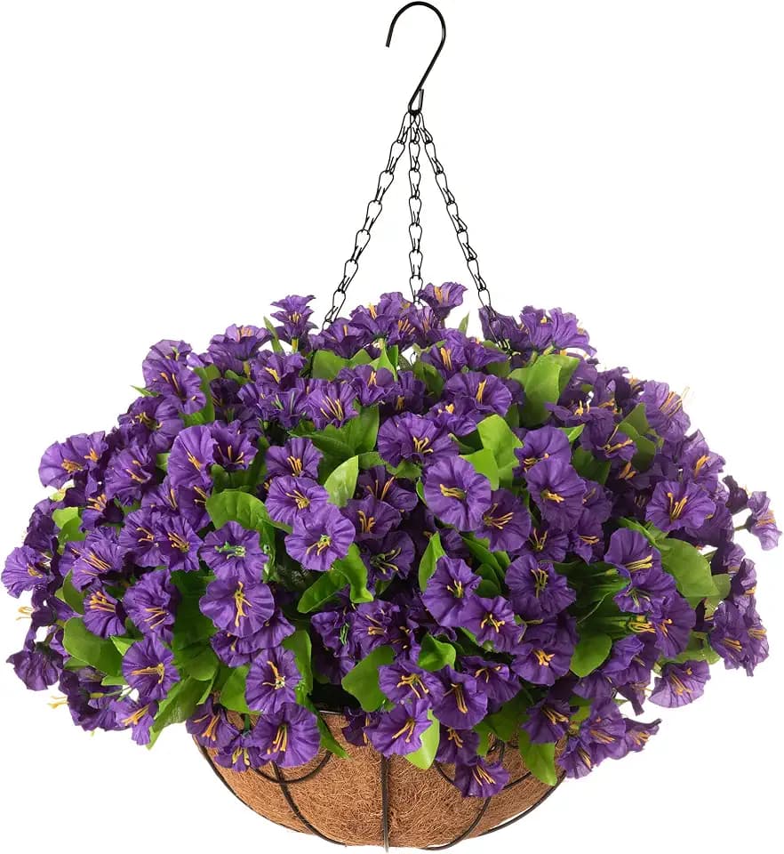 Artificial Hanging Flowers with Basket for Outdoor Summer Garden Decoration