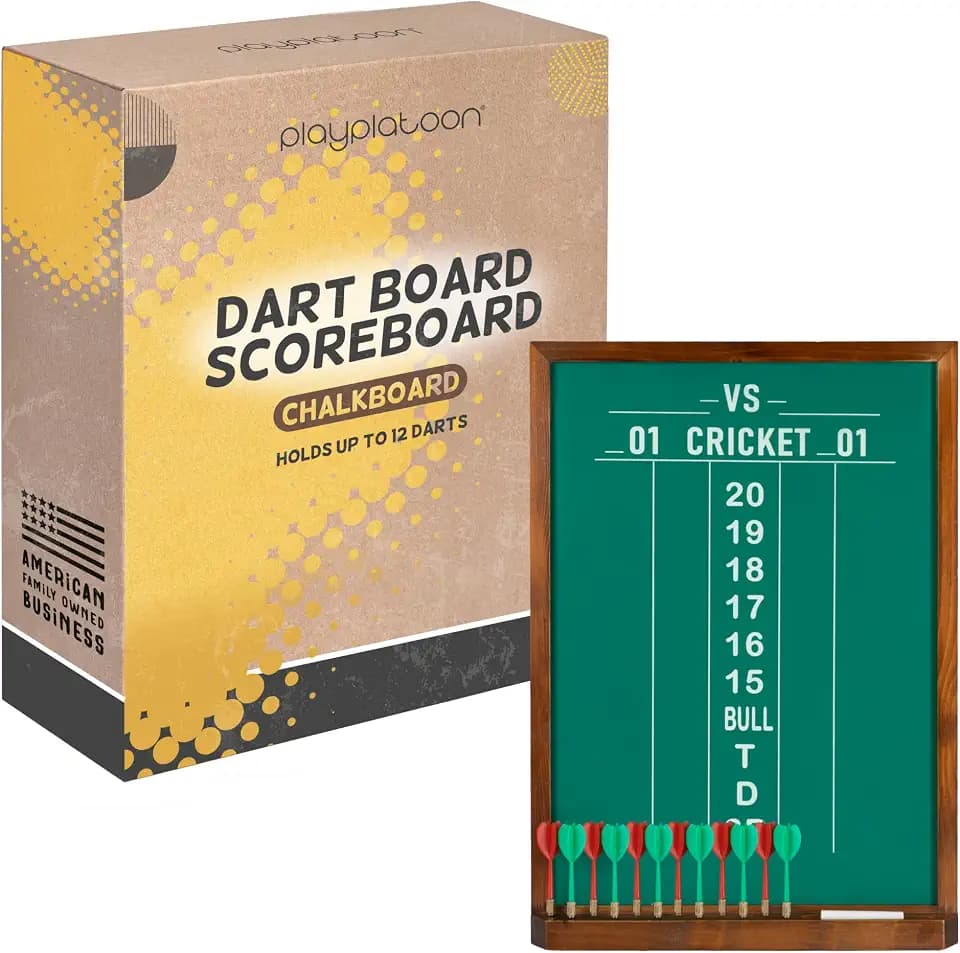 Play Platoon Dart Scoreboard & Darts Holder Wall Mount - Wood Score Board, Professional Darts Accessories, Dart Holder