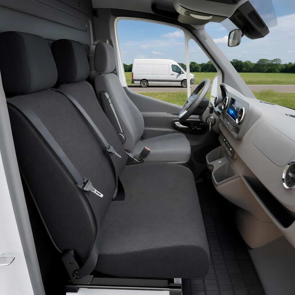 WALSER Passform Auto-Sitzbezug, Transporter-Schonbezug Stoff kompatibel mit Ford Transit, Doppelbankbezug vorne
