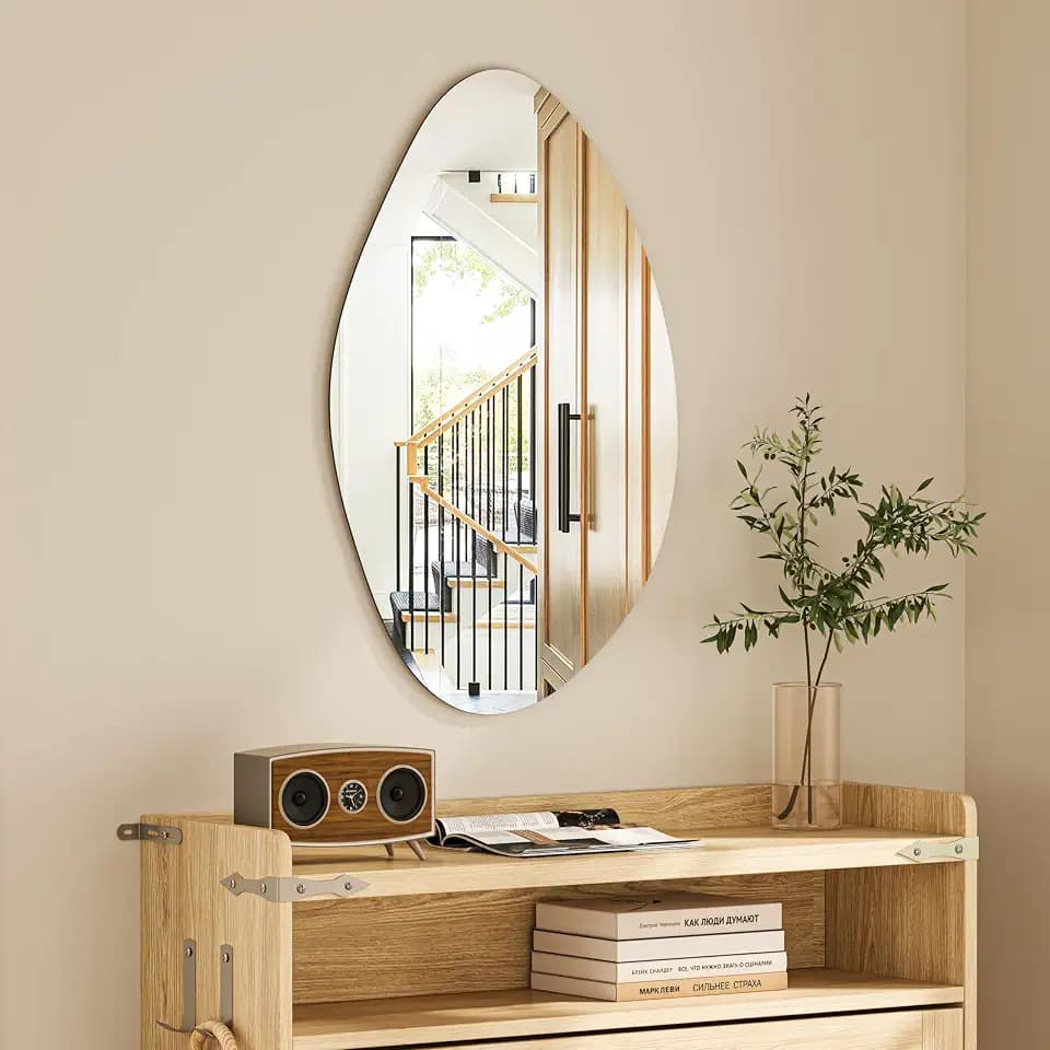 Hasipu 27"x18" Irregular Wall Mirror Frameless Asymmetrical Mirror for Wall