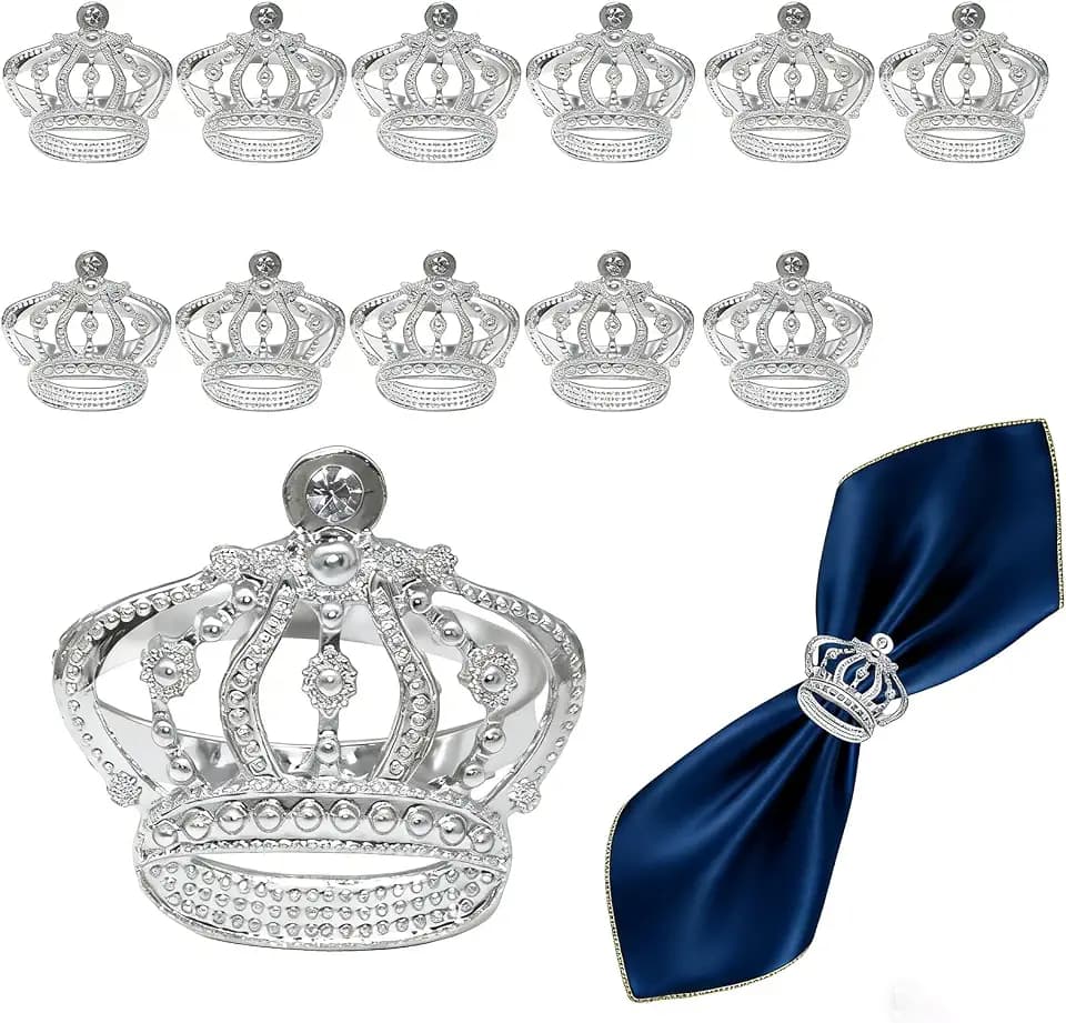 Crown Napkin Rings Set of 12 for Christmas Wedding Table Decor