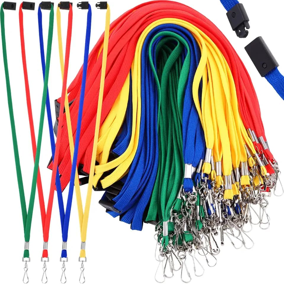 Kosiz 72 Pcs Colorful Breakaway Lanyards for ID Badge with Swivel J-hook