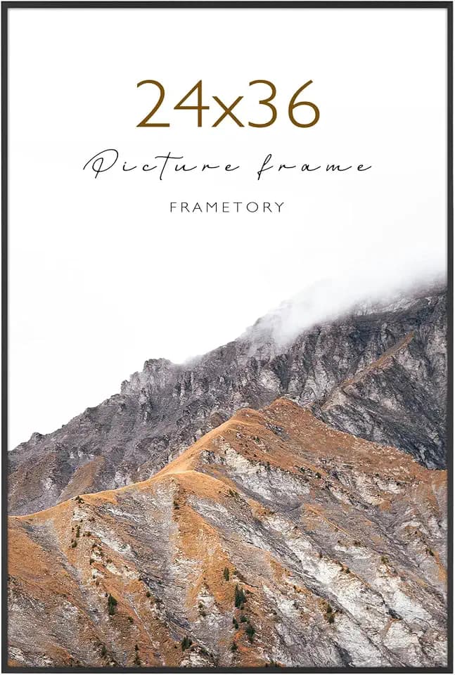 Frametory 24x36 Black Aluminum Picture Frame Acrylic Cover 1 Pack
