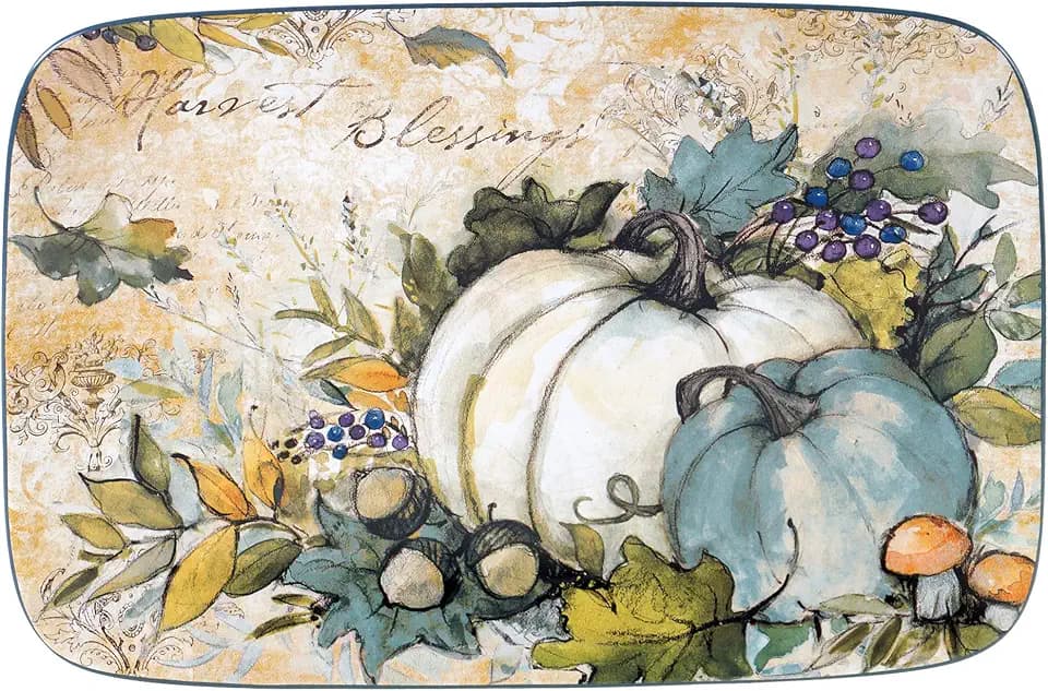 Certified International Harvest Gatherings Rectangular Platter, 14"X 10", Multicolor, Large