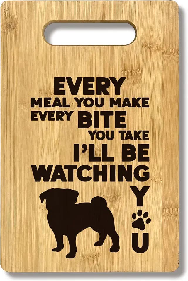 FONDCANYON Pug Dog Mom & Lover Gift - Every Meal, Bite Kitchen Bamboo Cutting Board Decor