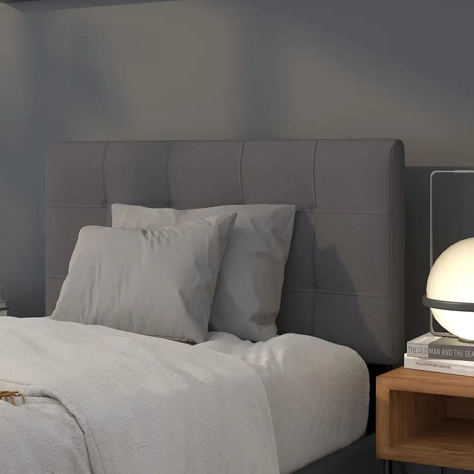 Flash Furniture Twin Tufted Fabric Headboard, Dark Gray