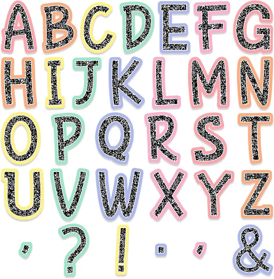 Qyeahkj 150PCS Bulletin Board Letters 6"Alphabet Cutout(Composition Pastel)