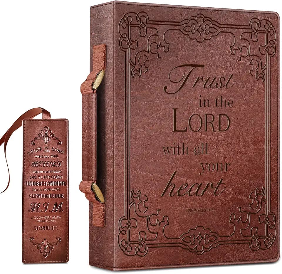 FINPAC Large Classic Bible Cover Vegan Leather Carrying Book Case
