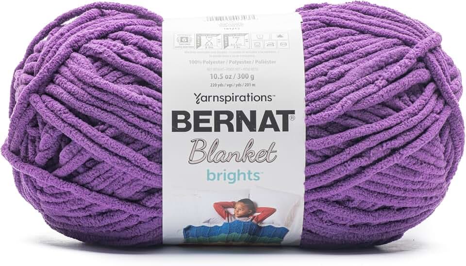 Bernat Blanket Bright Yarn, Pow Purple