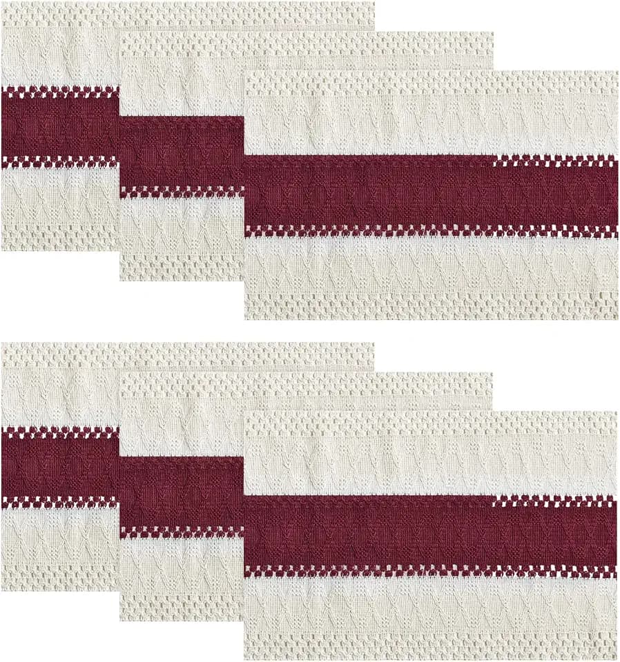 Artoid Mode Red Farmhouse Rustic Placemats Set of 6-12x18 Inch
