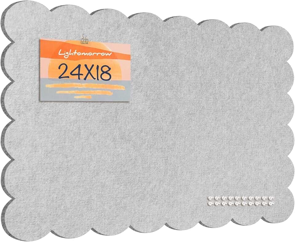 Scalloped Bulletin Board 24x18 inches, Decorative Felt Pin Board for Wall