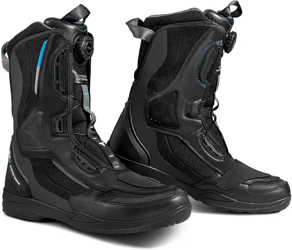 SHIMA STRATO Motorradstiefel Herren und Damen - Motorrad Wasserdicht Stiefel Tourenstiefel Schuhe Männer Leder Schwarz