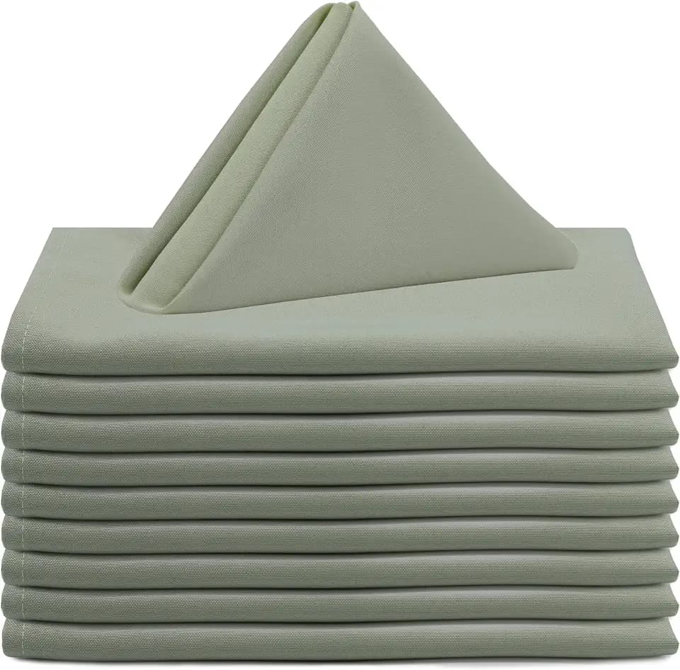 Your Chair Covers - 20 x 20 Inch (Pack of 10) Sage Cloth Polyester Napkins – Washable Dinner Fabric Napkins with Hemmed Edges for Weddings, Restaurants & Holidays