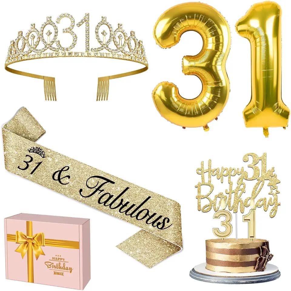 YeohJoy Gold 31st Birthday Decorations for Women
