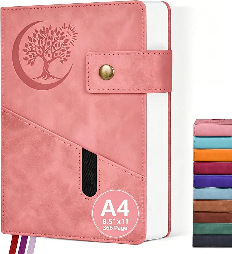 PAIBAS 8.5 x 11 Lined Notebook Journal 366 Pages Leather Journal for Women