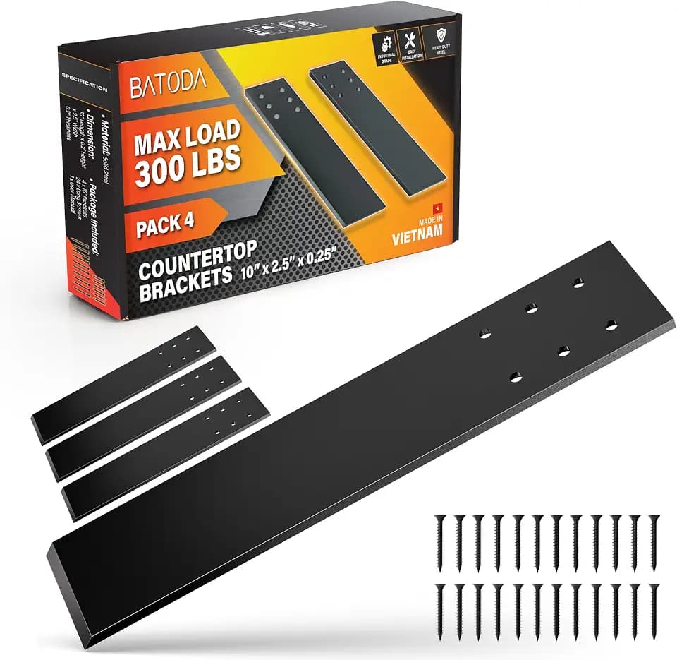 BATODA 10" Countertop Support Brackets (4PCS), Steel Knee Wall Support