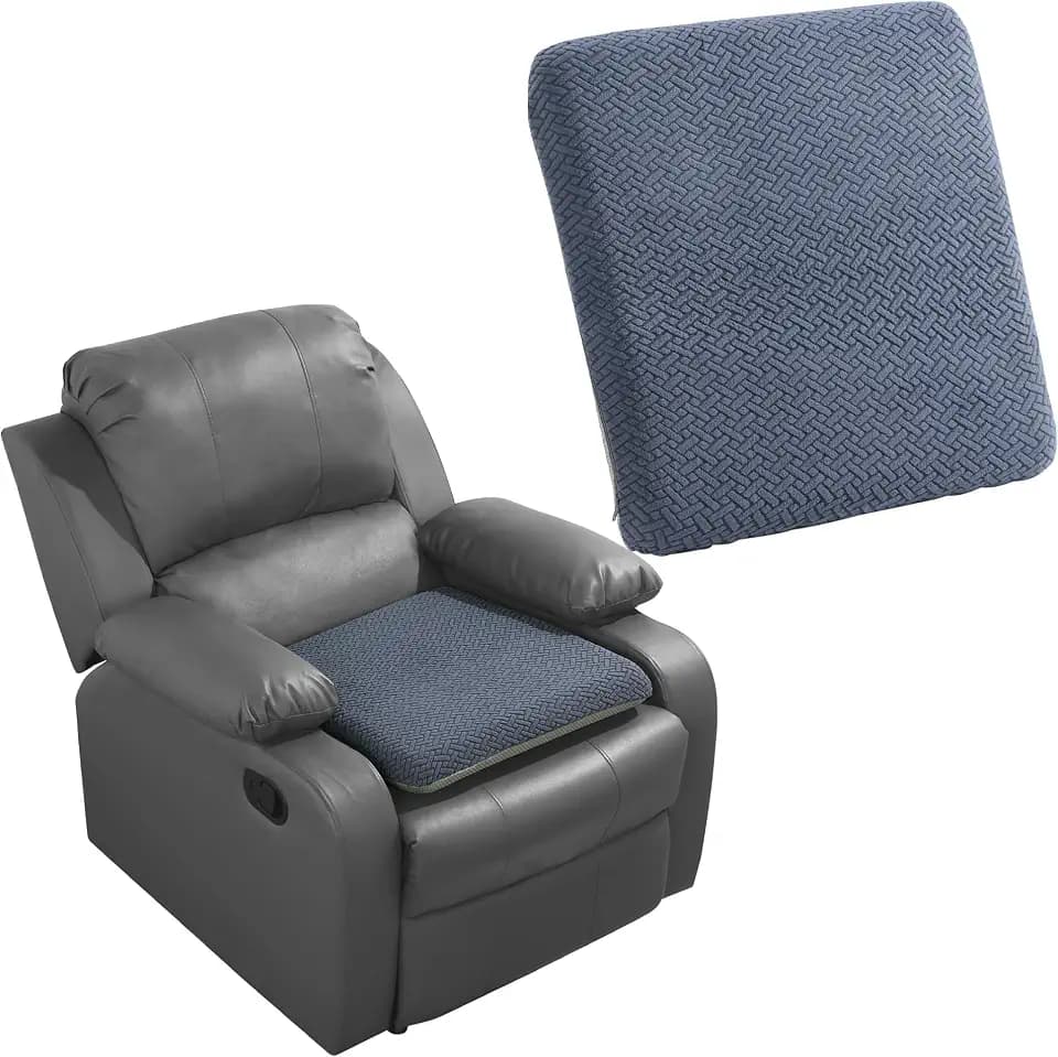HOMBYS Tufted Furry Recliner Seat Cushion for Elderly Foam Curved Edge Large Square Seat Cushion for Recliner Chair, Floor Pillow, Office Chair, Car, No Pressure on Thighs(Grey, 18 * 16 * 3in)