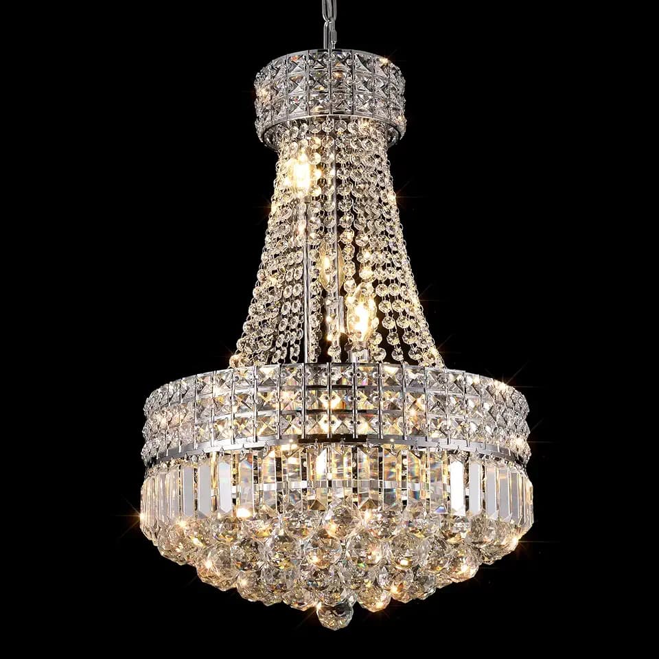 Crystal Chandeliers for dining Room K9 Modern 18-inch Chrome Crystal Chandelier classic luxury Imperial Style 9 Lights Chandelier Ceiling Dining room living room indoor bedroom Chandelier