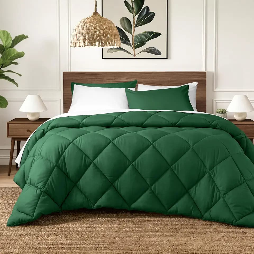 Ivy Union Comforter Set - Diamond Stitch (King, Forest Green)