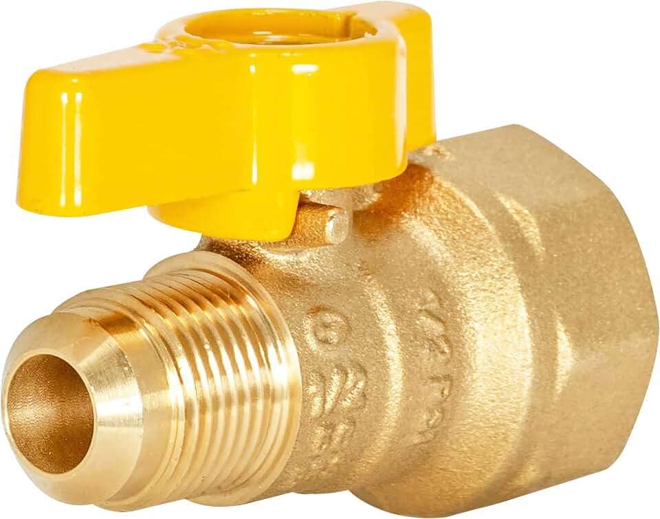 Eastman Straight Gas Brass Ball Valve, 3/4 in FIP x 1/2 in OD Flare Female, 1/4-Turn Handle, 60030