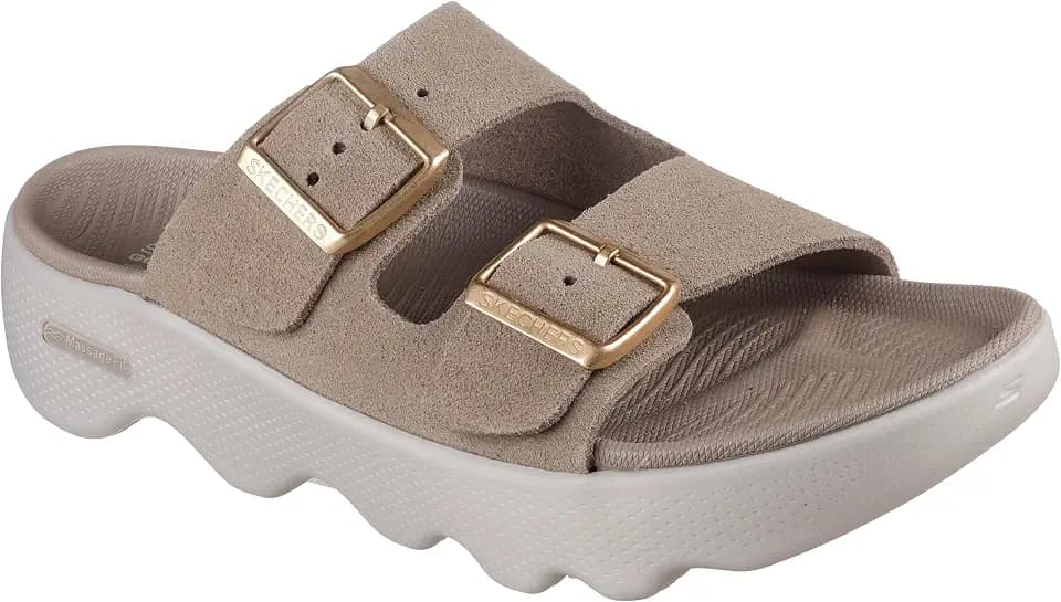Skechers Women's On-the-go Massage Fit Revive Double Buckle Slide