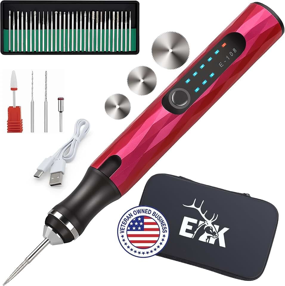 ELK Engraving Pen for All Materials - 2025 UPGRADED Torque - Rechargeable, Wireless & Beginner Friendly - Engrave 50+ Surfaces - For DIYers & Artists - 30+ Bits & Tools Included - Pink