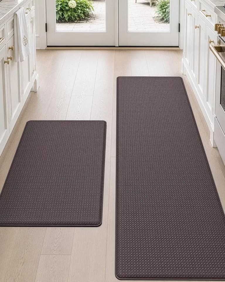 DEXI Kitchen Floor Mats Cushioned Anti Fatigue Runner, 17x29+17x59 Brown