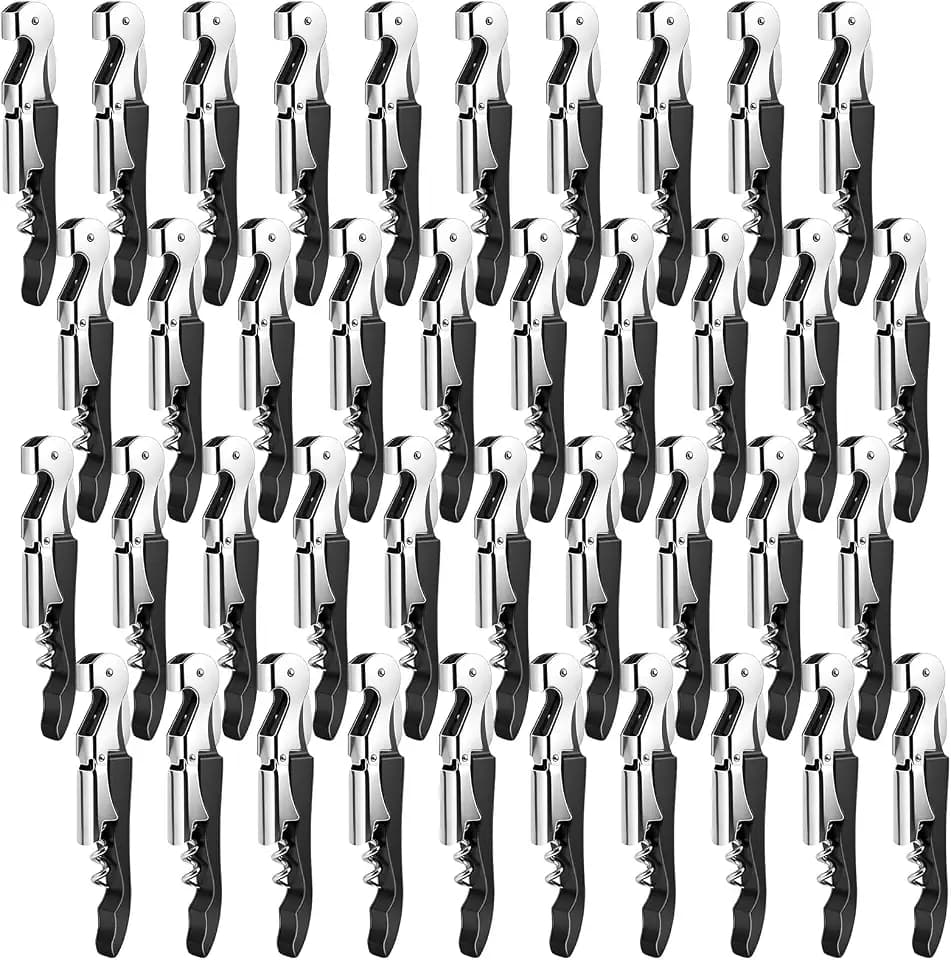 40 Pieces Professional Waiter Corkscrew Wine Openers,Black Wine Keys Opener Stainless Steel Hinges Serrated Foil Cutter for Restaurant Waiters, Sommelier, Bartenders (Black)