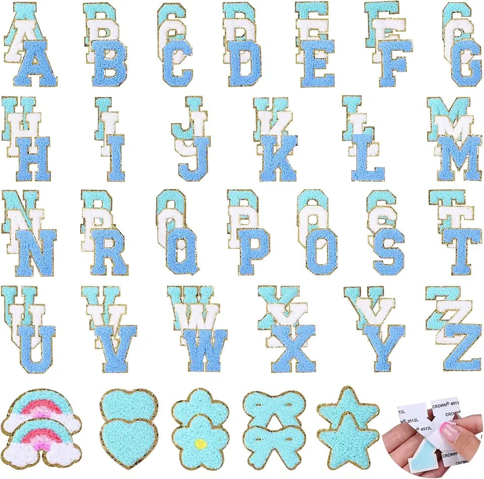 88 Pcs Preppy Chenille Letter Patches Self Adhesive for Clothes