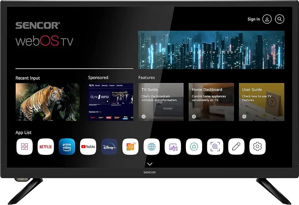 SENCOR Smart TV HD 24 Zoll - 60cm Fernseher mit hoher Auflösung, Dolby Digital Plus, Smart TV, ThinQ AI und Google/Alexa Sprachsteuerung, APP, Netflix, Disney+ und vieles mehr.
