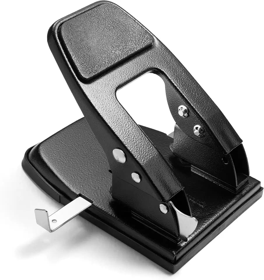 Officemate 2-Hole Punch - 50 Sheet Capacity, Paper Punch with Adjustable Paper Guide & Easy Clean Chip Tray, Ergonomic Padded Handle, Medium Duty Design, Black