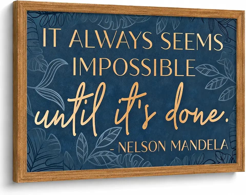 Framed Inspirational Wall Art, Mandela Quote Canvas Wall Art 16x24 In