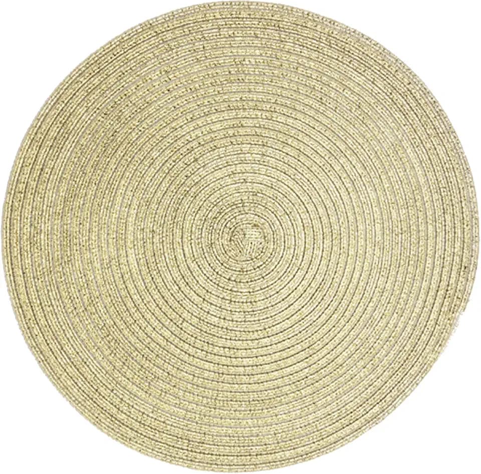 Round Placemats 11.8 inch Set of 4 - Heat Resistant Braided Place Mats for Kitchen Table (Gold)