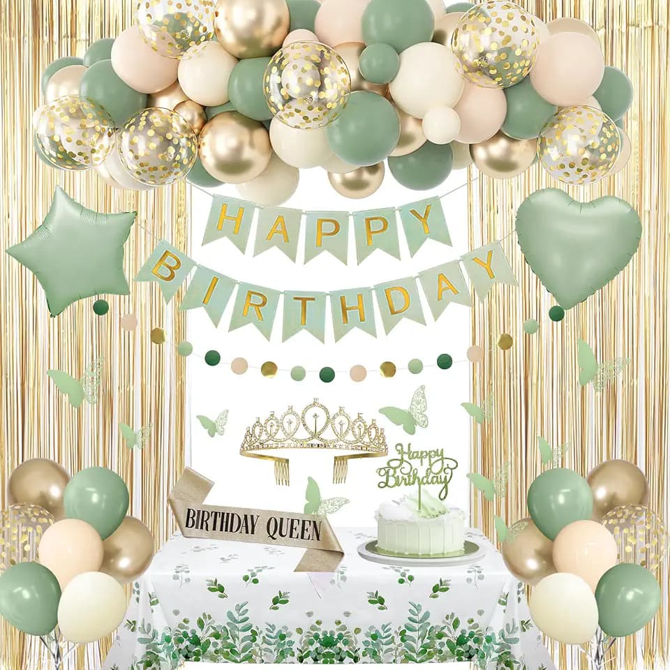 Amandir Sage Green Birthday Decorations for Women