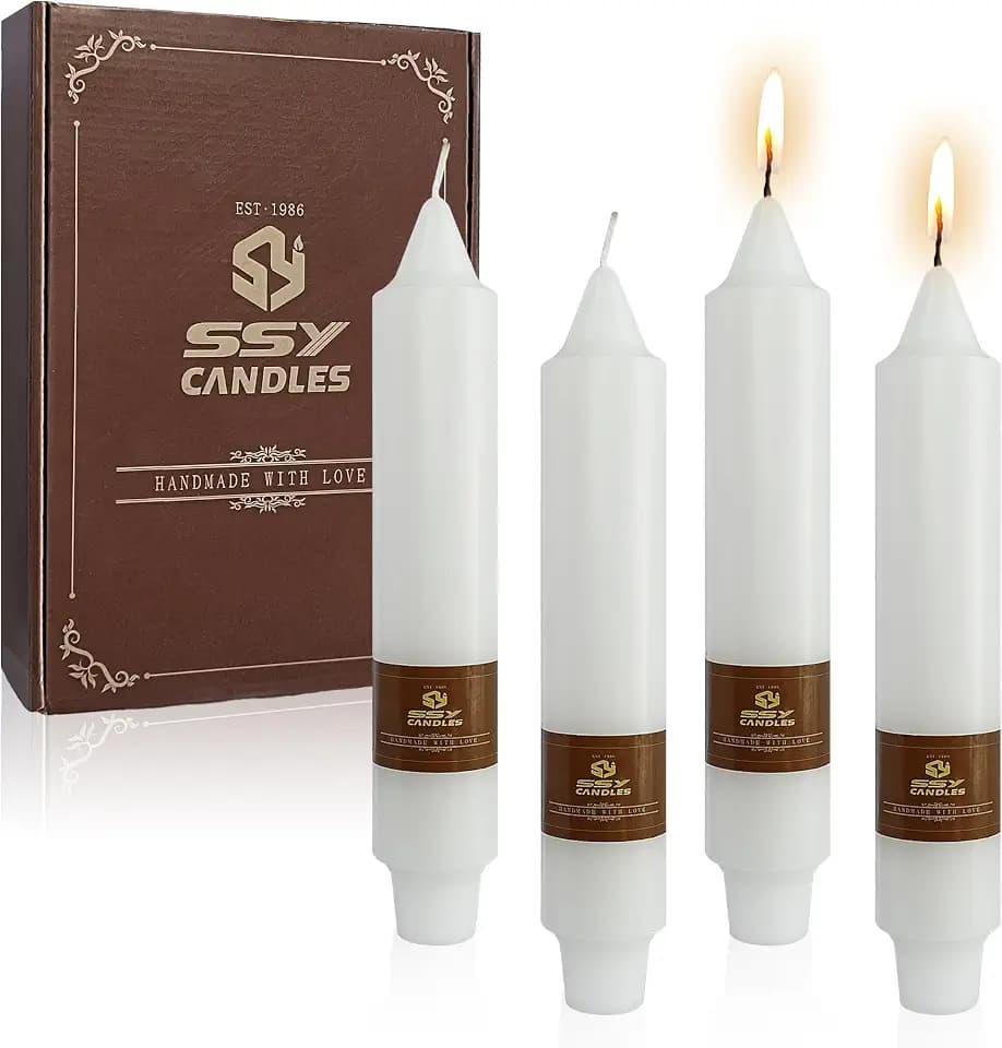 White Taper Candle Candle Sticks, 7 Inch Mini Pillar Candles, 4PCS Handmade Unscenteds Candlesticks for Festive, Party, Spell, Wedding, Home Decor