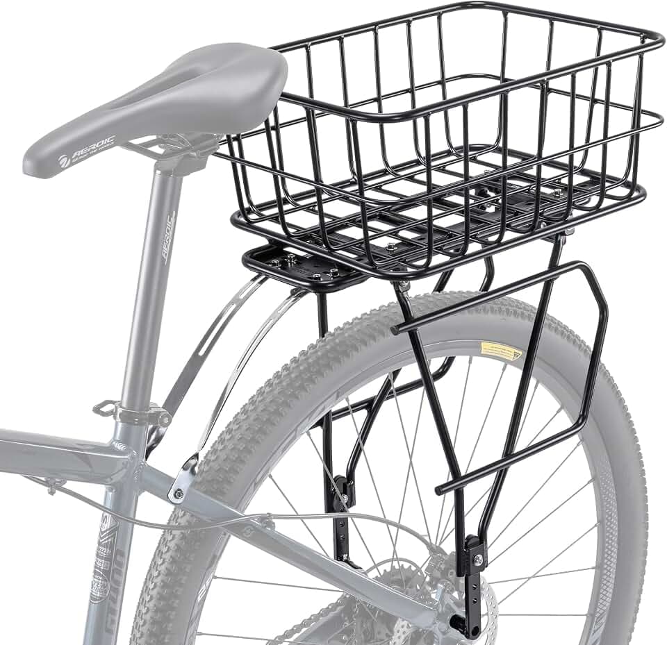 CXWXC Rear Bike Rack with Basket - Bike Cargo Rack fit 26”-29” and 700c