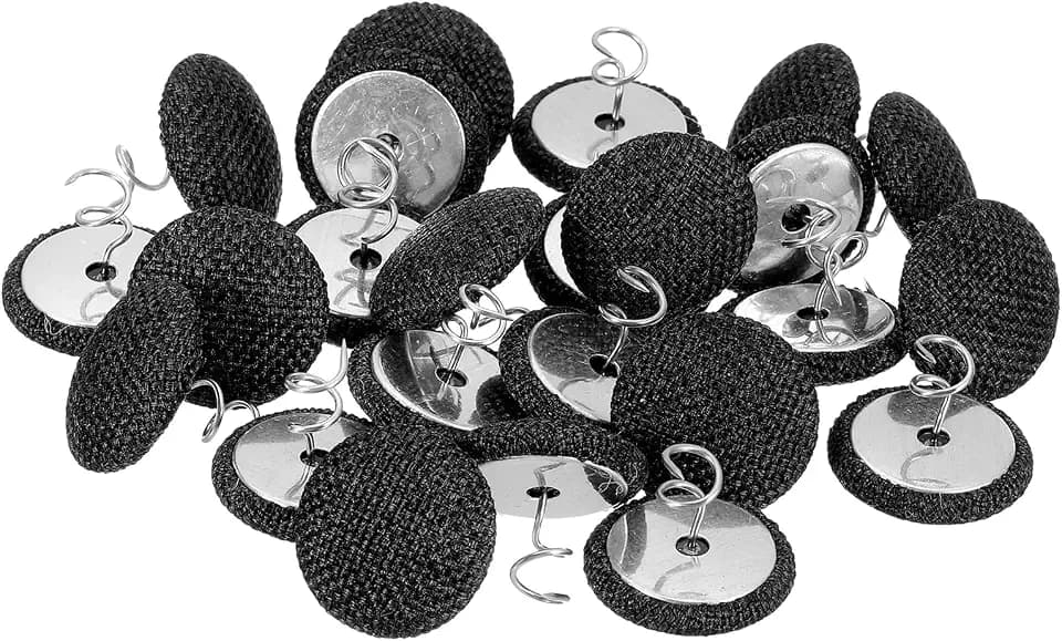 uxcell 24Pcs Upholstery Tacks Twist Pin, 20mm Bed Skirt Pins Fabric Covered Button Twist Pins for Slipcovers Bed Skirts Armchair Caddies Furniture Cover, Black